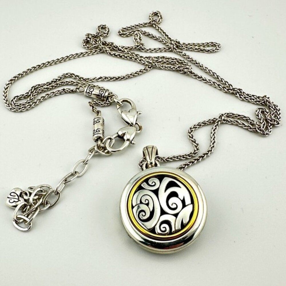Brighton Spin Master Round circle Locket Necklace - two tone